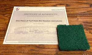 Houston Astrodome Astro Turf Pezzo Originale RARO 4""x4"" gioco COA Astros usato - Foto 1 di 9