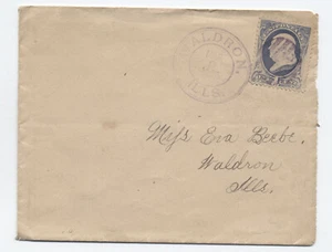 1880s Waldron IL double lined double circle CDS 1ct banknote drop cover [H.3108] - Picture 1 of 2
