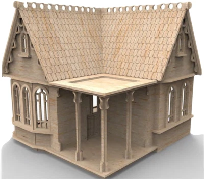 Kit hágalo usted mismo modelo de construcción propia (AD) para casa de muñecas en miniatura de madera a escala 1:24. - Imagen 1 de 3