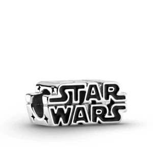 Pandora Disney Star Wars Logo 3D 799246C01 Silver Enamel Charm - Picture 1 of 2