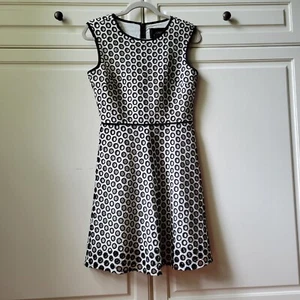 Nwt J Crew Circle Cutout Punched Out Eyelet Overlay Dress White Black Size 2 - Picture 1 of 13