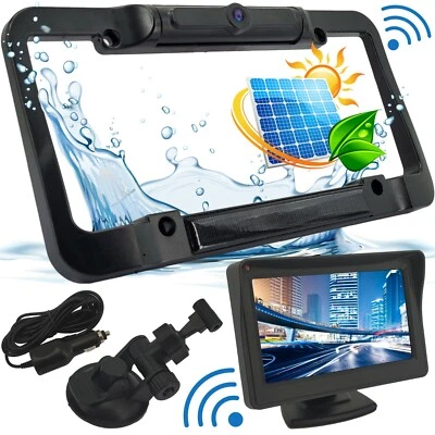 Wireless Waterproof HD Solar License Plate Rear View Backup Camera Night Vision - Image 1 of 2