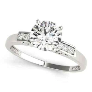 1.10 Ct Round Cut Lab Created Diamond Engagement Wedding Ring 14K White Gold - Picture 1 of 6