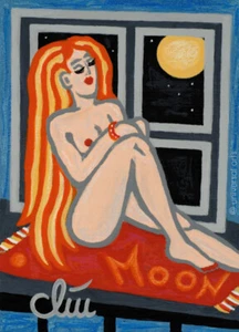 JACQUELINE DITT - Moonlight Tanning A4 - DRUCK n.Gemälde girl Frau Akt Mond - Bild 1 von 3