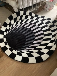Vortex 3D Illustration Looks Like Deep Hole.Black And White.160cms Round. - Picture 1 of 3