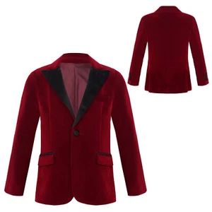 Kids Boys Coat School Gentleman Lapel Blazer Buttoned Party Formal Outerwear - Picture 1 of 45