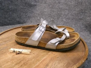 Birkenstock Womens Mayari Silver Birko-Flor Toe Loop Sandals Size 40 US 9 Reg. - Picture 1 of 10