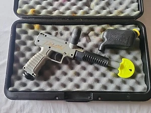 Brass Eagle Talon Paintball Gun Pump Action Used Silver w/ Elbow Hopper & Case - Picture 1 of 16