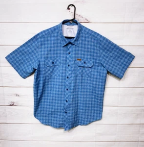 Orvis Mens Shirt Size XL Blue Plaid Button Up Pockets Short Sleeve - Picture 1 of 8