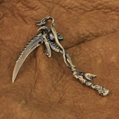 Calavera hoz guadaña parca colgante de latón motociclista punk joyería BR22A Foto 1 de 4