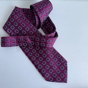 ERMENEGILDO ZEGNA Geometric Design Purple XL 100% Silk NeckTie Italy - Picture 1 of 11