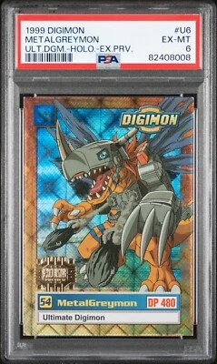 1999 Digimon MetalGreymon Exclusive Preview Holo/Stamp U6 - PSA 6 - Image 1 of 2