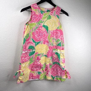 Lilly Pulitzer Vintage White Label Girls Floral Print Lined Shift Dress Sz 10 - Picture 1 of 8