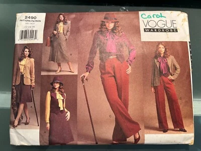 Vogue 2490 Wardrobe Pattern Size 12-16 Uncut Skirt Pants Blouse Vest Jacket UC - Image 1 of 2