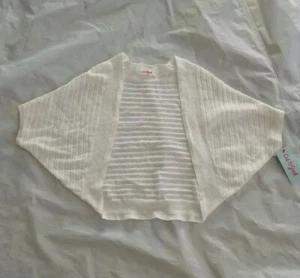 Cat & Jack Girl's Size S(6/6X) Eyelet Ribbed Fresh White Open Shrug Cardigan - Picture 1 of 12