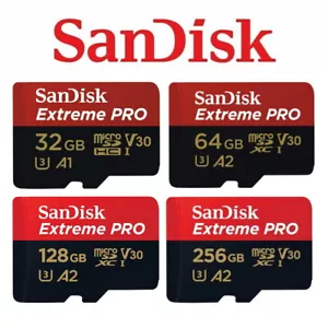 SanDisk Extreme Pro Micro SD 32GB 64GB 128GB 256GB SD Card 4K UHD A1 A2 U3 V30 - Picture 1 of 7