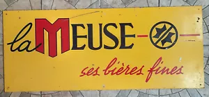 Ancienne plaque tole LA MEUSE ses bières fines déco bar café pub 50x120cm - Bild 1 von 2