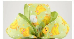 3 yards 2.5" Easter ribbon~2.5" Wired ribbon easter chick yellow ribbon - Picture 1 of 1