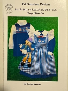 Smocking Plate #128 GINGHAM SNOWMEN by Pat Garretson - Picture 1 of 2