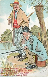 W J H Series Ipswich Comic Postcard Two Men Fishing Fishermen - Picture 1 of 2