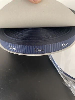 AUTHENTIC DIOR Xmas AOG Ribbon Blue Silver Lettering NEW SEALED 50 Meters - Image 1 of 4