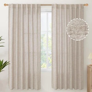 Cortinas de lino natural 72 pulgadas de largo 2 paneles para filtrar luz de salón... - Imagen 1 de 8