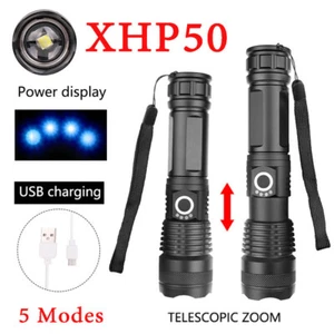 1000 Lumens XHP50 Zoom Flashlight LED Rechargeable Lamp Torch 26650 Battery - Picture 1 of 12