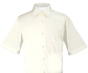 Camisa de vestir Biagio 100 % algodón para hombre manga corta color crema liso talla 2XL - Imagen 1 de 2