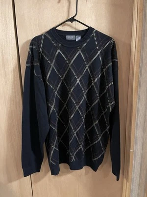 Suéter para Hombre Crazy Horse Talla 2XL Pullover Argyle Cuello Redondo Manga Larga Negro Foto 1 de 4