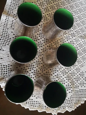 Bicchieri in Vetro Soffiato Bagno  Argento  Verdi E Argento .  - Immagine 1 di 2