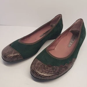 Stonefly Women's Size 10 Snake Skin Suede Green Dark Brown Suede Flat Shoe - Picture 1 of 10