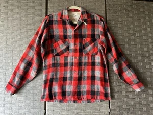 Vintage 50s/60’s SILVER WINGS Buffalo PLAID MEN'S Wool Flannel Shirt sz Small - Picture 1 of 7