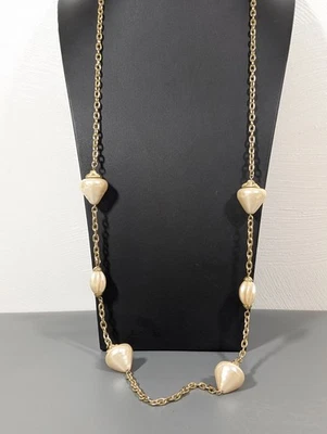 Collar de colección Lucite imitación perla gruesa estación cadena capas largas 42 pulgadas Foto 1 de 4