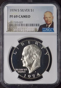 1974-S Dollaro d'argento Eisenhower - cameo NGC PF69 - ✪COINGIANTS✪ - Foto 1 di 2