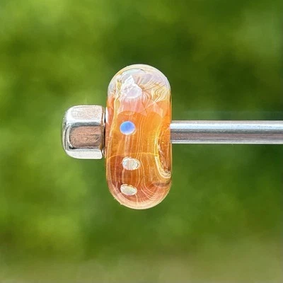 Authentic rare trollbeads event limited glass bead orange glitter - Image 1 of 4