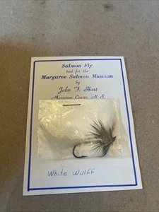 Salmon Fly Tied For Margaret Salmon Museum John F Hart White Wulff  Vtg Card - Picture 1 of 3
