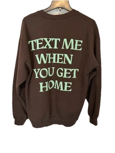 Lonely Ghost Pullover Sweatshirt Size Large Text Me When You Get Home Brown - Picture 1 of 8