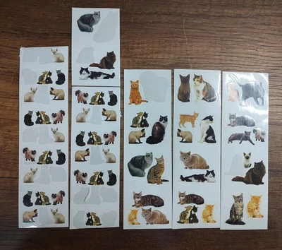 Lote de pegatinas para gatos gatitos realistas hojas parciales completas atigrado naranja siamés de colección  Foto 1 de 4