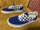 Vans Ward Skate Blue White Checkerboard Woman Sz 7.5 Canvas Suede Toe Leather
