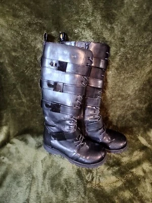 Botas de Combate Volatile Heartbreak Negras Talla 8 Mujer Cuña Gótica Foto 1 de 4