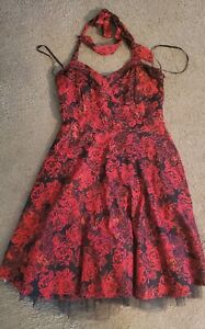 Hot Topic Rose Halter Dress Womens Size Large 