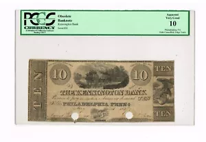 THE KENSINGTON BANK $ 10 AUG. 24, 1837 PHILADELPHIA RARE PCGS VG - Picture 1 of 2