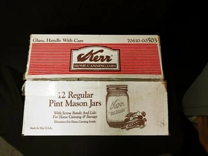 Vintage Kerr #503 Standard Pint Self Sealing Mason Jars Box Of 12 - Picture 1 of 6