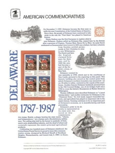 Panel de estampillas conmemorativas #287 22c Delaware Statehood #2336 USPS - Imagen 1 de 1