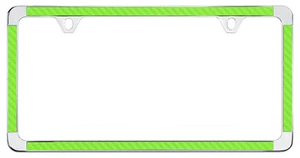 Green Simulated Carbon Fiber Chrome Plated Coated Thin Rim License Plate Frame - Picture 1 of 1