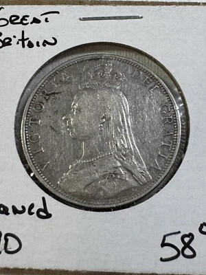 1890 Great Britain Florin Silver Coin Cleaned - Image 1 of 4