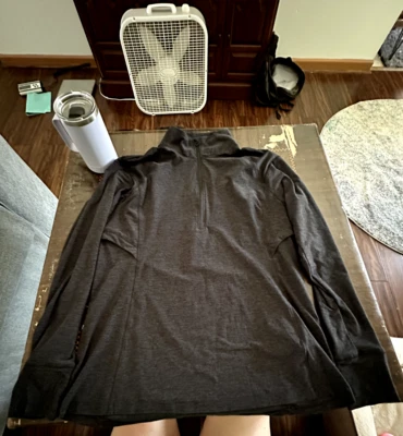 Layer  8 Black Quarter Zip Pullover Qwick-Dry Athletic Performance Mesh Sz Large - Image 1 of 4