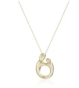 10k Yellow Gold Polished Mother and Child Pendant Necklace, 18". S5 - Picture 1 of 2