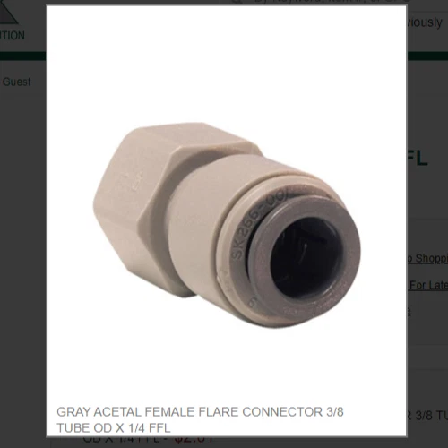 JOHN GUEST GRAY ACETAL FEMALE FLARE CONNECTOR 3/8 TUBE OD X 1/4 FFL # PI4512F4S
