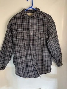 Chaqueta de franela forrada Sherpa de Levi's para hombre chaqueta con botones gris camisa grande a cuadros - Imagen 1 de 5